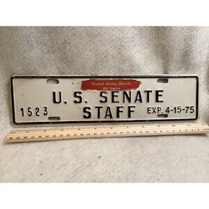 Vintage U.S. Senate Staff License Plate 99th Congress 1975 Expiration